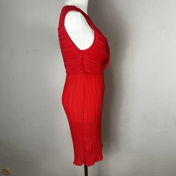 Nomia Twist Front Pleated Knee Length Chili Red One‎ Shoulder Dress Size 6 NEW - Picture 7 of 13
